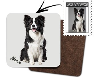 Custom pet coaster dog lover gift, mother or father gift,  set of 4 wooden coaster, gift for her him , pet illustration, dog lover gift