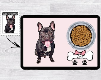 Tovaglietta per animali domestici personalizzata, tappetino per cani personalizzato, regali per animali domestici personalizzati, regalo per nuovi cuccioli, regalo per amanti dei cani, tappetino per cani personalizzato, tappetino per ritratti di animali domestici per amanti dei cani