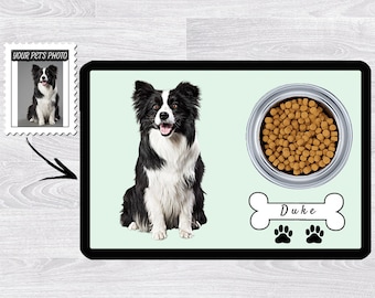 Custom Pet bowl Placemat, dog food mat, custom pet gift, dog lover gift, dog portrait mat, new dog puppy gift,custom dog food and drink mat