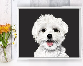 Custom Pet Portrait Using Pet Photo , Pet Illustration Digital File or personalized dog print, Dog lover gift, Printable Art, pet drawing