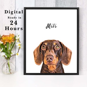 Printable custom pet portrait for christmas gift , fast dog lover gift, gift for him or her, personalised gift, cat lover gift DOWNLOAD FILE