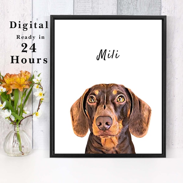Printable custom pet portrait for christmas gift , fast dog lover gift, gift for him or her, personalised gift, cat lover gift DOWNLOAD FILE