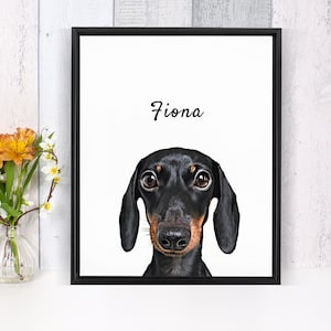 custom dog portrait | pet lover gift | personalized dog memorial printable Art | animal digital file or print | gift for mom or dad | personalised dog portrait, gift for grandparent, dachshund gift, sister birthday gift idea, mothers day gift