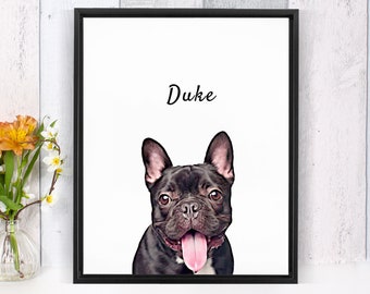 Custom Pet Portrait Digital dog portrait from photo, gift for parents, printable cat, gift for him for her, birthday gift, DOWNLOAD FILE