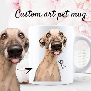 Custom Pet Portrait Mug, Dog Coffee Mug, Pet Coffee Cup, mother gift idea, personalized mug, dog lover gift for her