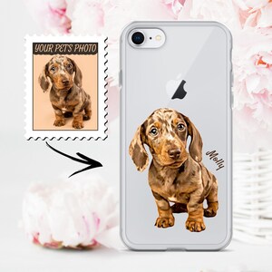 Custom iPhone 15 pet phone case, transparnet Samsung phone case, Custom pet portrait, dachshund gift, gift for mom, gift for her, gift for him, gift for sister, pet memorial gifts, iPhone 14 dog case, Samsung 22, boyfriend gift, new pet gift