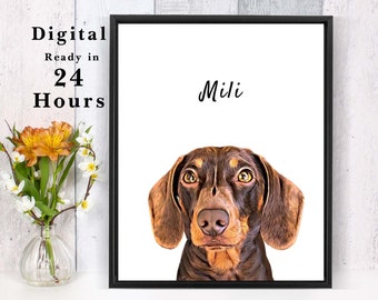 Printable custom pet portrait for christmas gift , fast dog lover gift, gift for him or her, personalised gift, cat lover gift DOWNLOAD FILE