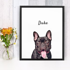 custom dog portrait | pet lover gift | personalized dog memorial printable Art | animal digital file or print | gift for mom or dad | personalised dog portrait, gift for grandparent, French bulldog gift, sister birthday gift idea, mothers day gift
