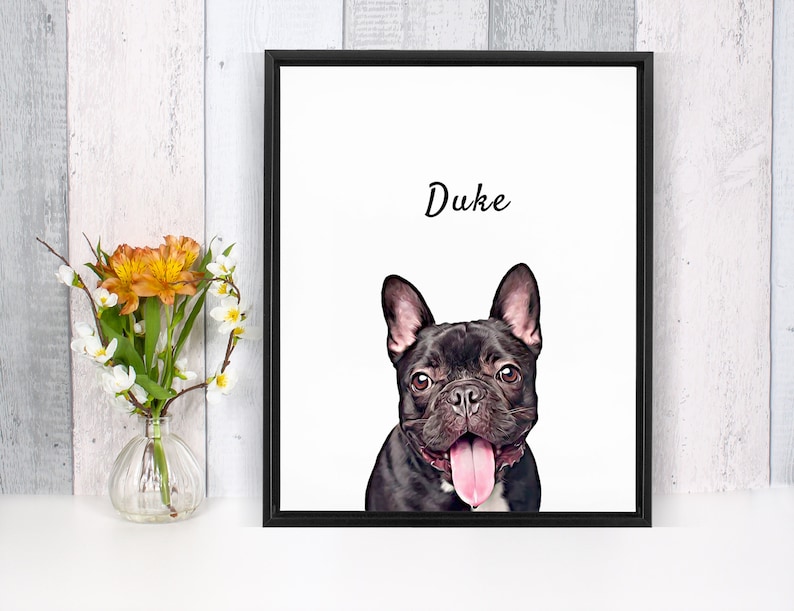 custom dog portrait | pet lover gift | personalized dog memorial printable Art | animal digital file or print | gift for mom or dad | personalised dog portrait, gift for grandparent, French bulldog gift, sister birthday gift idea, mothers day gift