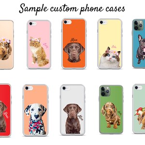 Custom pet phone case, dog iPhone 17 / 16/ 15 case gift for pet owner, dog illustrated,pet memorial gift, Personalized pet Samsung S25 case zdjęcie 3