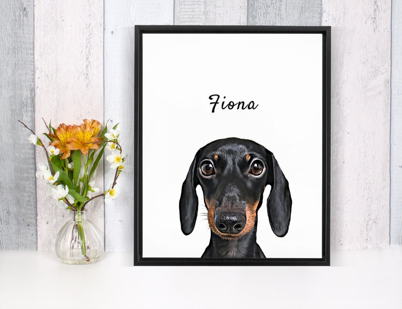 custom dog portrait | pet lover gift | personalized dog memorial printable Art | animal digital file or print | gift for mom or dad | personalised dog portrait, gift for grandparent, dachshund gift, sister birthday gift idea, mothers day gift
