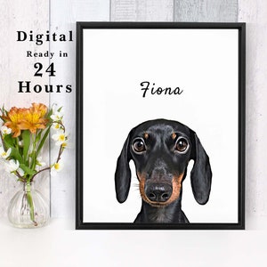 Custom Pet Portrait, Personalised Dog Illustration print from photo, Dog Cat Wall Art, Pet Memorial Ideas, Mothers day Gift, printable print