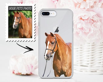 Custom pet phone case, horse iphone case, gift for father, iphone 17 pro max case, clear samsung case, pet lover case, birthday gift for her