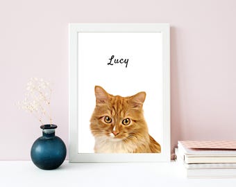 Personalized pet portrait printable print, gift for her , gift for him , pet illustration from your photo, dog print or digital file