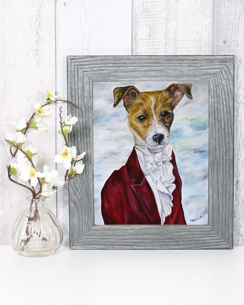 Regal pet portrait custom oil painting jack russel