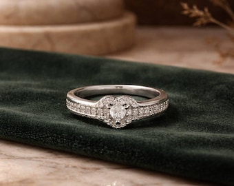 925 Sterling Silver Heart Cubic Zirconia Promise Ring Size 6 Gift Packaging