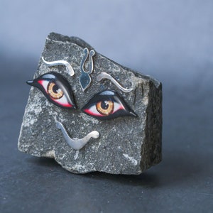 Silver Set for Deities (Govardhan or Shaligram) eyes, Eyebrows, Tilak and Mouth.