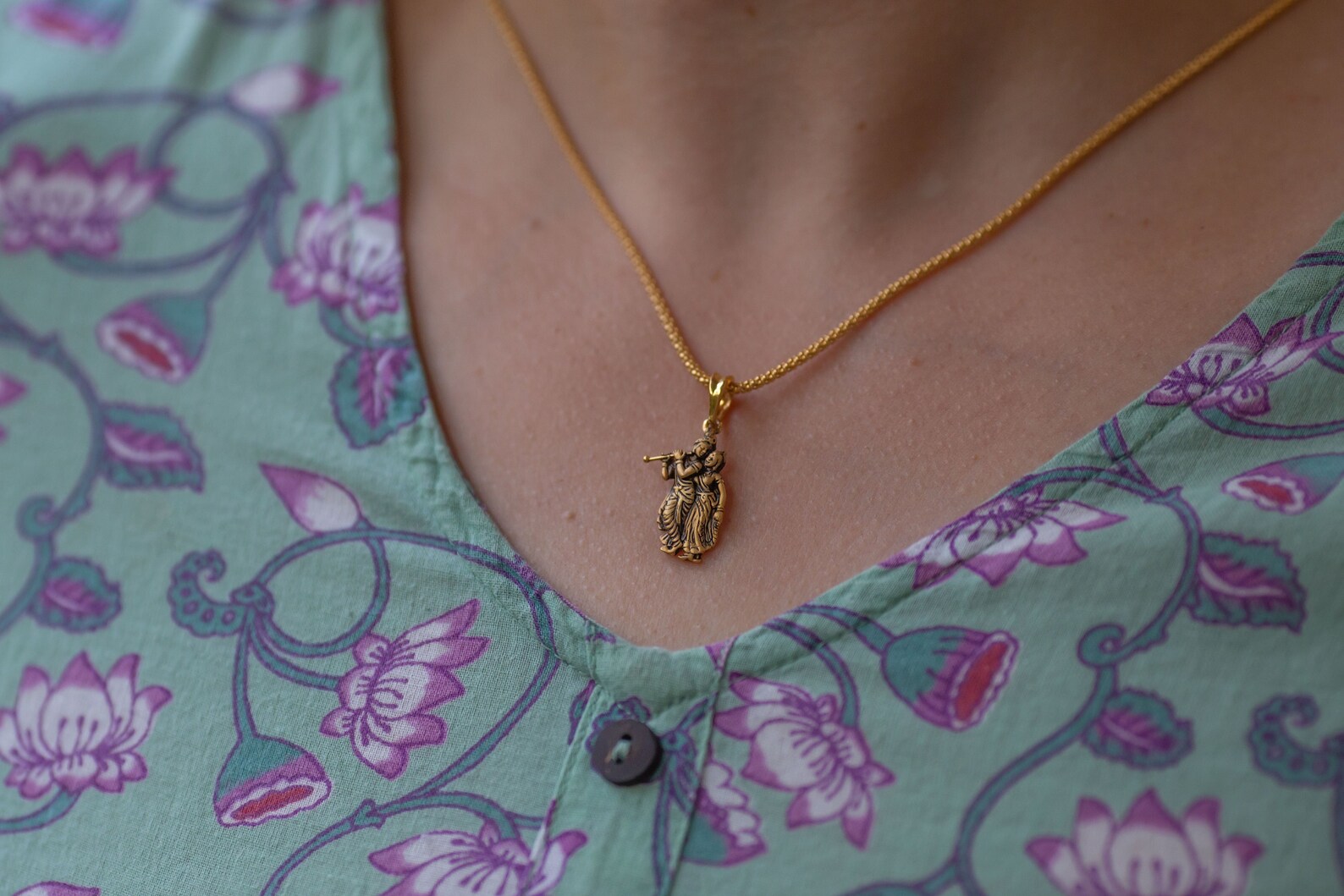 Sri Sri Radha Krishna Gold Pendant 21 Karat .krishna Style . Etsy