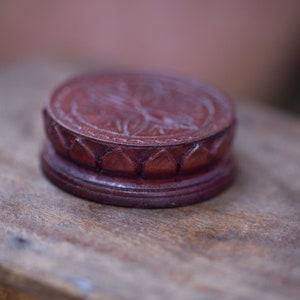 Wooden lotus (one) stand, Asana for Govardhan, Shaligramm, lotus height 1 " Inches, diameter 3.3 inches