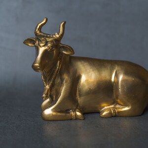 Beautiful Brass Cow/ Nandi ,Surabhi for Altar figurines, Cow statue, Hare Krishna, altar decorations, Indian Cow,Cow,Metal sculpture