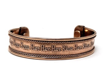 Hare Krishna Copper Bracelet- unisex, Metal Bracelet, Maha Mantra Hare Krishna.