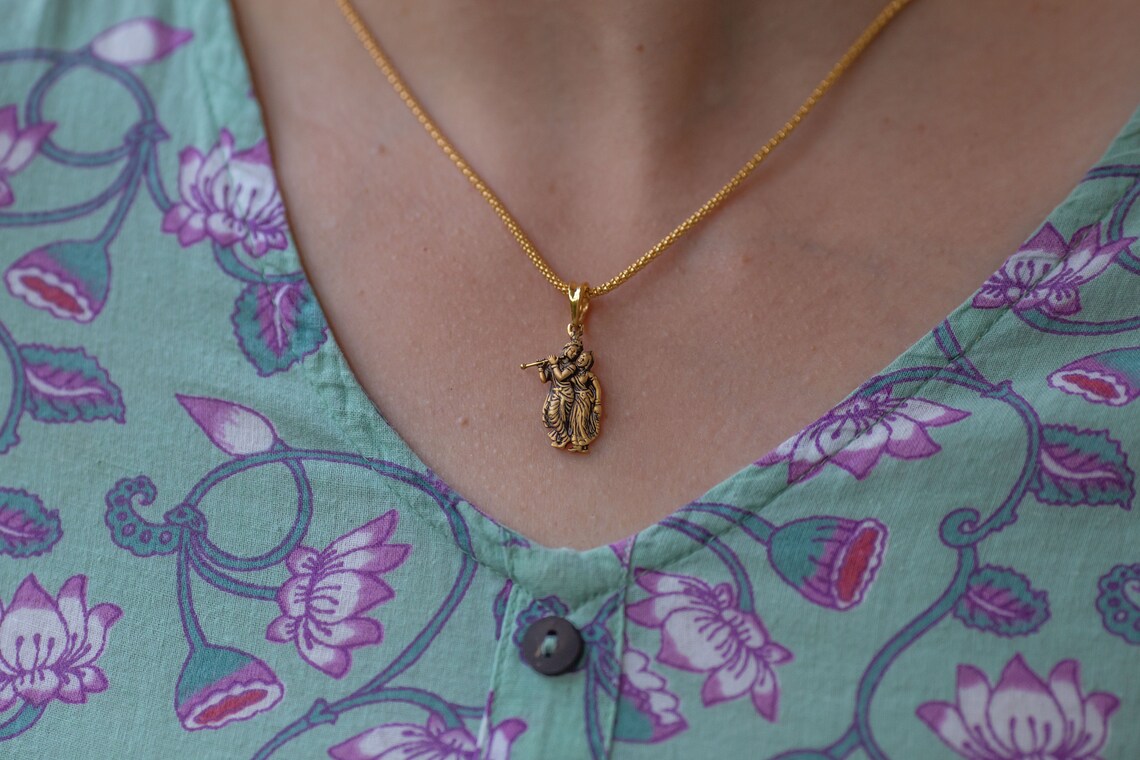 Sri Sri Radha Krishna Gold Pendant 21 Karat .krishna Style . Etsy