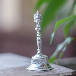 Garuda Altar Silver Hand Bell 2.9 inch ,Krishna Bell, Hare Krishna, Spiritual items. (be sure to read the product description)