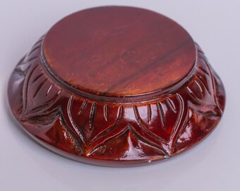 Wooden lotus (one) stand, Asana for Govardhan, Shaligramm, lotus height 3 cm Inches, diameter 7 cm inches