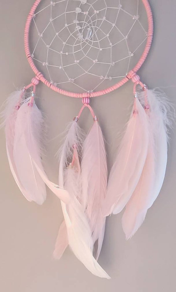 Pink Authentic Dreamcatcher. Indigenous Native Wall Hanging
