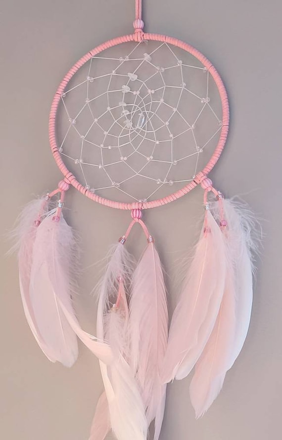 Pink Authentic Dreamcatcher. Indigenous Native Wall Hanging. Girls