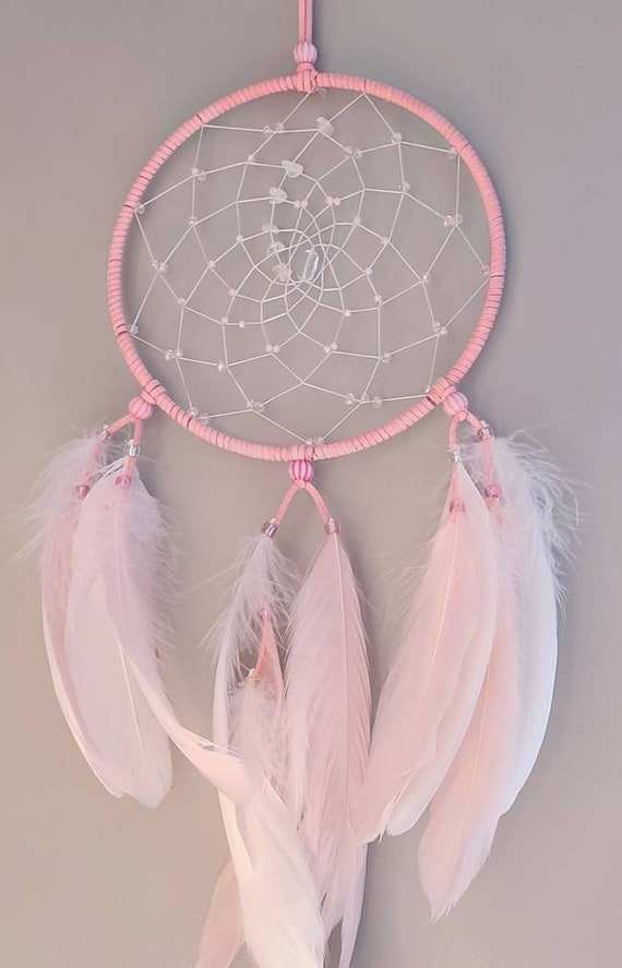 Pink Authentic Dreamcatcher. Indigenous Native Wall Hanging