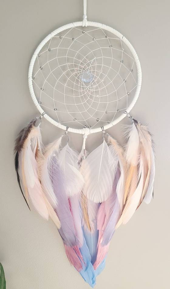Qianli White Two Net Dream Catcher Rings, Large Dream Catcher with 2  Circles for Bedroom Decor Mobile Wall Decor Girl Gift for