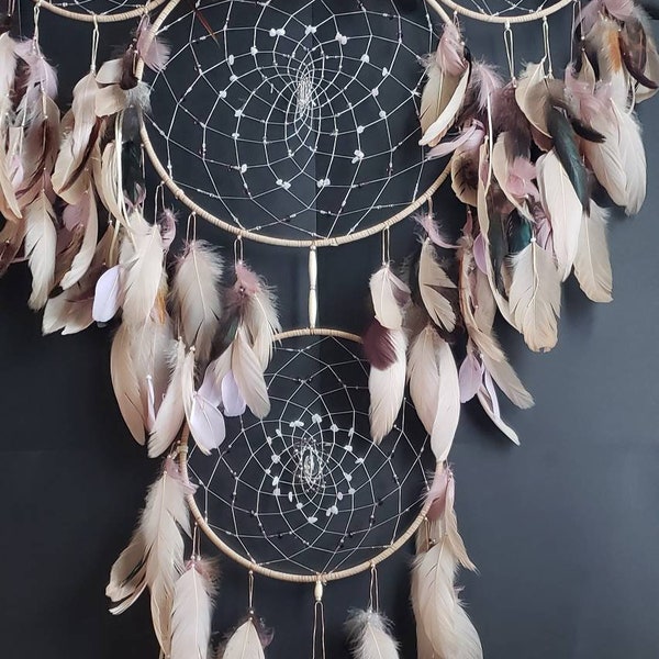 Authentic Native-Canadian XL Beaded Dreamcatcher. Large Bedroom Wall Hanging. Girls/Boys Nursery Decor. Wedding Props. Gifts For Her/Him.