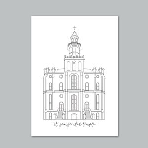 St. George Utah Temple Print *DIGITAL DOWNLOAD* / St. George Temple Line Art / St. George Temple Art / LDS Temple Print