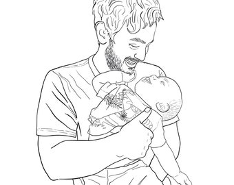 Custom Line Art Portrait: Minimalist Family Illustration (Digital)