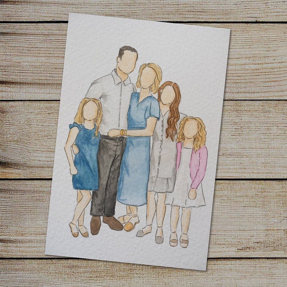 8x10 Custom Faceless Watercolor Portrait / Faceless Etsy