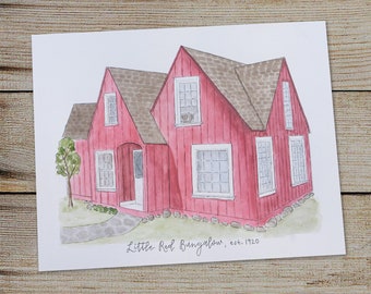 11x14" Custom Home Watercolor Painting / Custom House Watercolor Painting / Custom Home Illustration