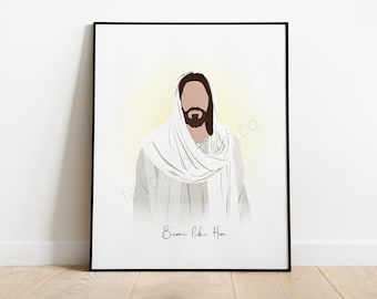 Jesus Christus Portrait: Minimalistische LDS Kunst (Digitaler Download)