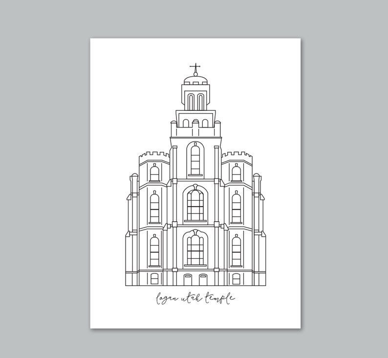 Logan Utah Temple Print / Logan Temple Line Art / Logan Temple Etsy