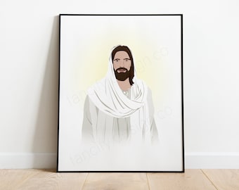 Jesus Christ Portrait: Minimalist LDS Digital Art (Digital Download)