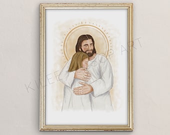 Jesus Christ Art Print: "In His Arms" Christian Artwork