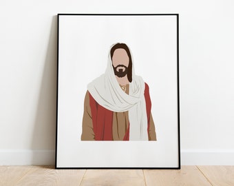 Rotes Jesus Christus Porträt: Minimalistische LDS Kunst (Digitaler Download)