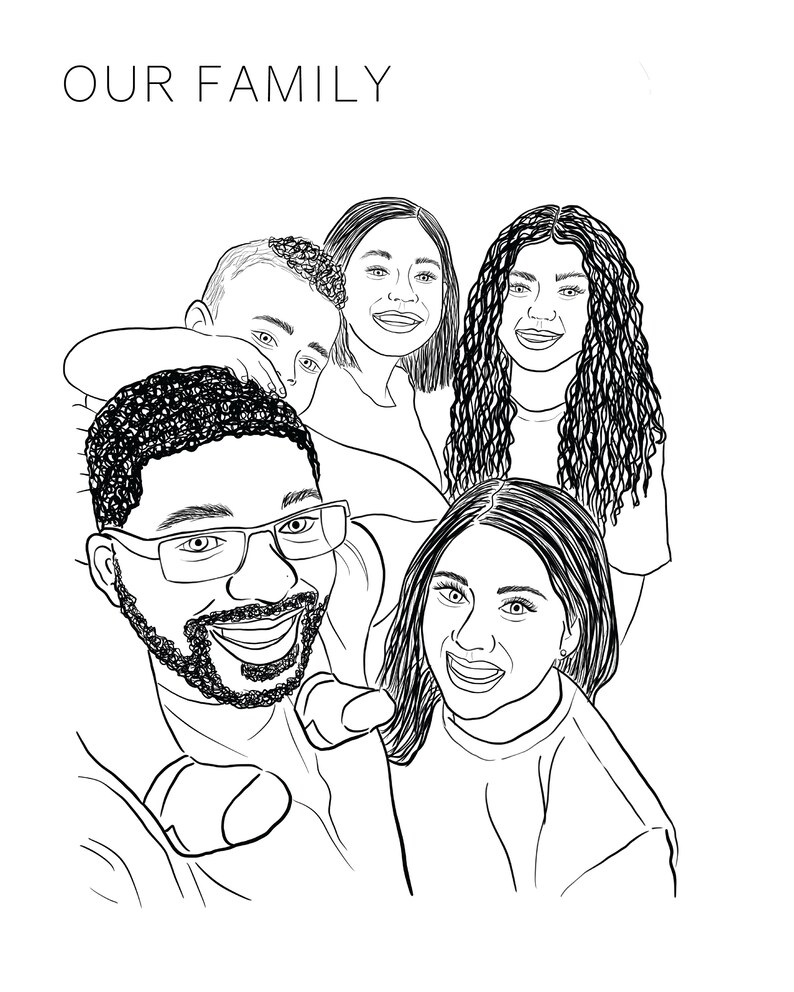 Custom Line Art Portrait: Personalized Minimalist Illustration (Physical Print) image 5