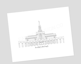 Großzügige Utah Temple Line Kunstdruck (Digital Download)
