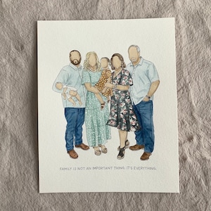 8x10" Custom Faceless Watercolor Portrait / Faceless Family Watercolor Portrait / Family Watercolor Faceless Portrait / Wedding Watercolor