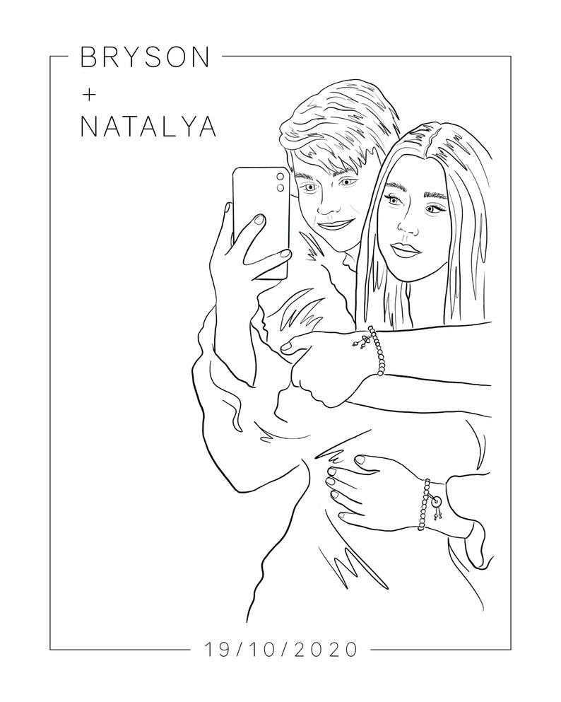 Custom Line Art Portrait: Personalized Minimalist Illustration (Physical Print) image 9