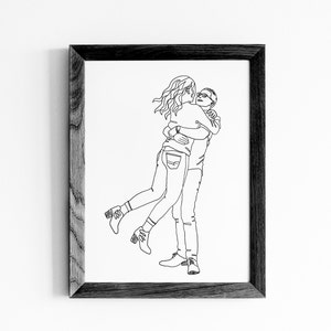 Custom Line Art Portrait: Personalized Minimalist Illustration (Physical Print) image 1