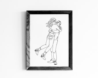 Custom Line Art Portrait: Personalized Minimalist Illustration (Physical Print)