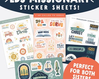 LDS Missionary Sticker Sheets: Waterproof Decals for Missionaries