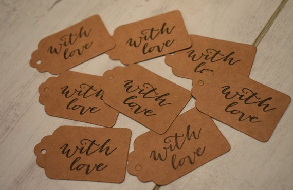 8 Small /"With Love/" Brown Gift Tags